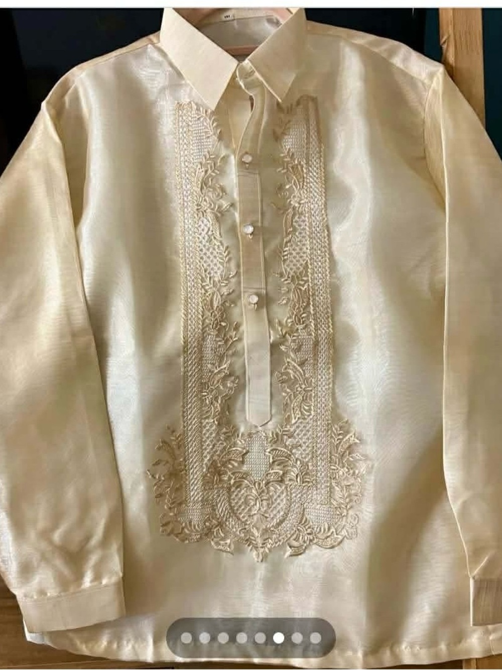 Men's Traditional Embroidered Barong Tagalog in Cream Filipino Formal Wear